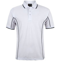 JB's Wear 7PIP S/S Piping Polo - Front View | color:White/Navy|view:front