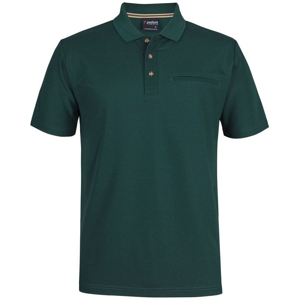 JB's Wear 7SPR S/S Recycled Polyester Pocket Polo - Front View | color:Forest|view:front
