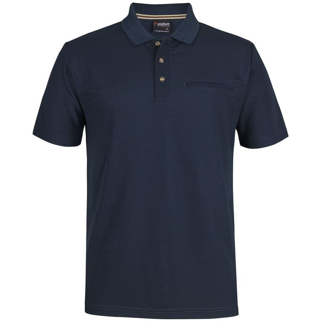 JB's Wear 7SPR S/S Recycled Polyester Pocket Polo - Front View | color:Navy|view:front