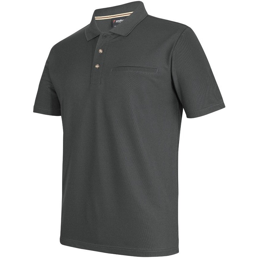 JB's Wear 7SPR S/S Recycled Polyester Pocket Polo - Side View | color:Pewter|view:side