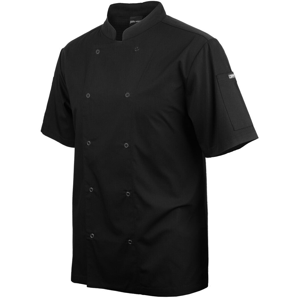 JB's Wear 5CJS S/S Snap Button Chefs Jacket - Side View | color:Black|view:side