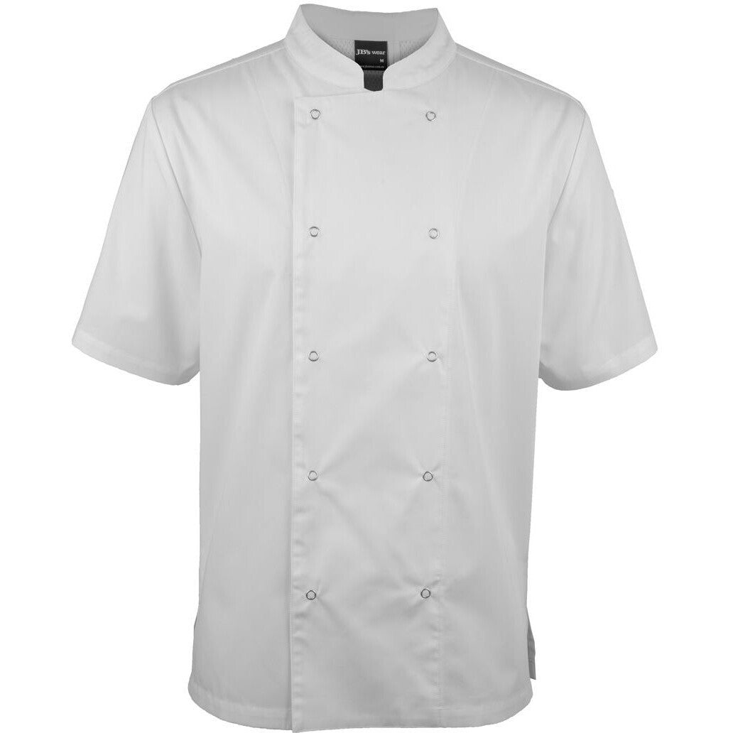 JB's Wear 5CJS S/S Snap Button Chefs Jacket - Front View | color:White|view:front