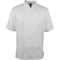 JB's Wear 5CJS S/S Snap Button Chefs Jacket - Front View | color:White|view:front
