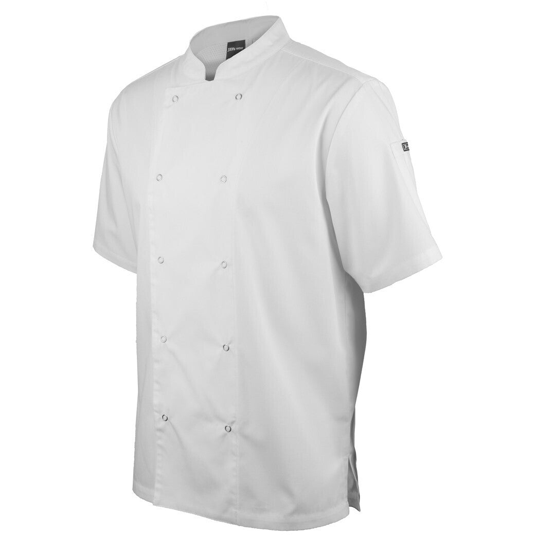 JB's Wear 5CJS S/S Snap Button Chefs Jacket - Side View | color:White|view:side