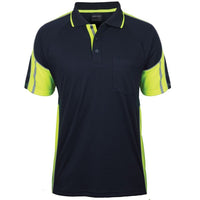 JB's Wear 6SPPS S/S Street Panel Polo - Front View | color:Navy/Lime|view:front