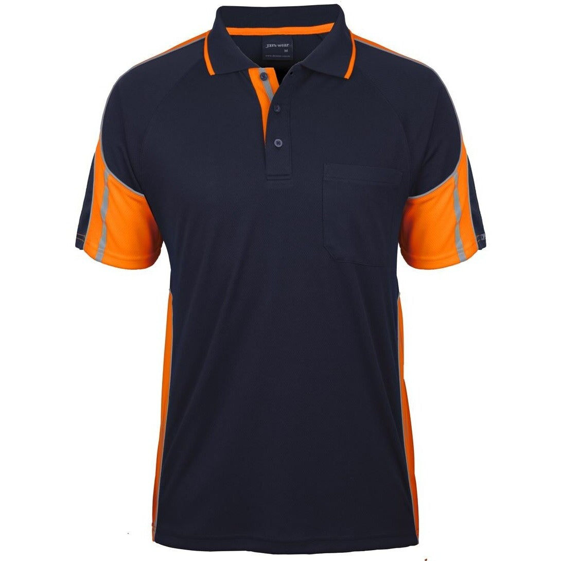 JB's Wear 6SPPS S/S Street Panel Polo - Front View | color:Navy/Orange|view:front