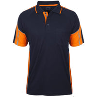 JB's Wear 6SPPS S/S Street Panel Polo - Front View | color:Navy/Orange|view:front
