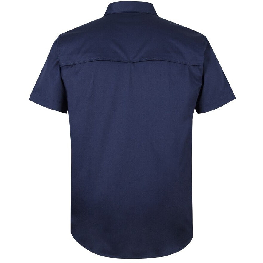 JB's Wear 6WKCS S/S Stretch Close Front Work Shirt - Back View | color:Navy|view:back