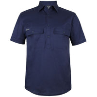 JB's Wear 6WKCS S/S Stretch Close Front Work Shirt - Front View | color:Navy|view:front