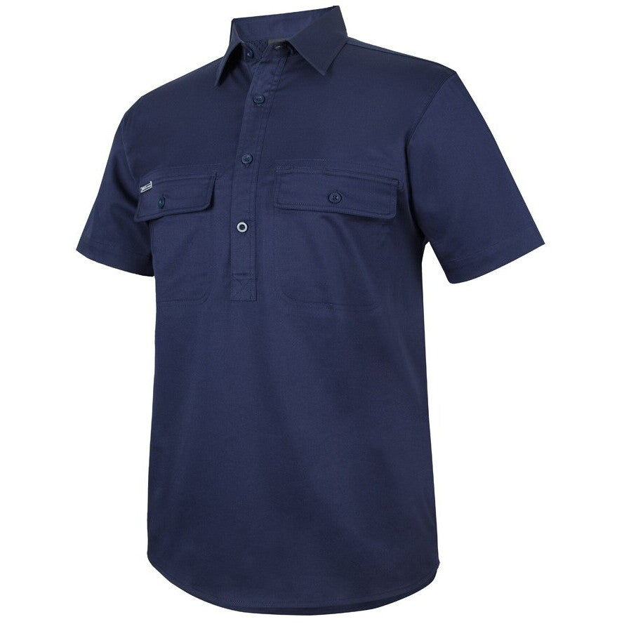 JB's Wear 6WKCS S/S Stretch Close Front Work Shirt - Side View | color:Navy|view:side