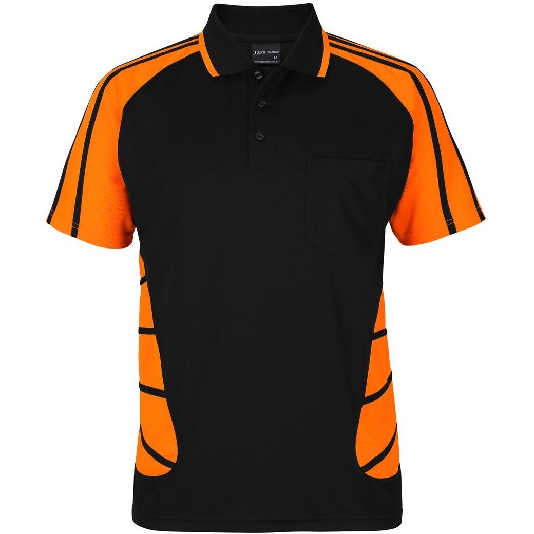 JB's Wear 6HSSP Street Spider Polo - Front View | color:Black/Orange|view:front