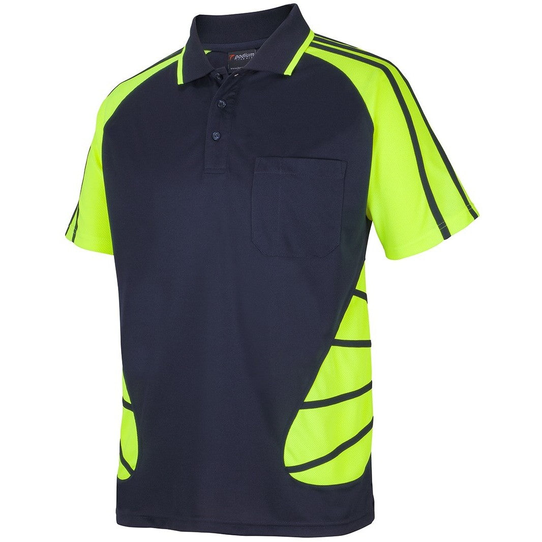 JB's Wear 6HSSP Street Spider Polo - Side View | color:Navy/Lime|view:side
