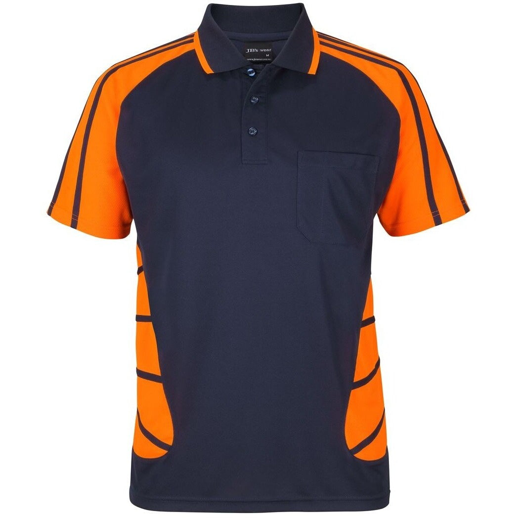 JB's Wear 6HSSP Street Spider Polo - Front View | color:Navy/Orange|view:front