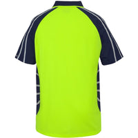 JB's Wear 6HSSR Street Spider Polo with Reflective Stripes - Back View | color:Lime/Navy|view:back