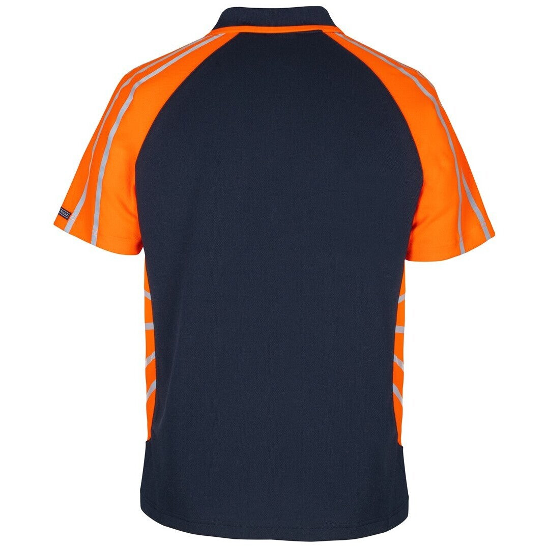 JB's Wear 6HSSR Street Spider Polo with Reflective Stripes - Back View | color:Navy/Orange|view:back