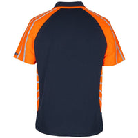 JB's Wear 6HSSR Street Spider Polo with Reflective Stripes - Back View | color:Navy/Orange|view:back
