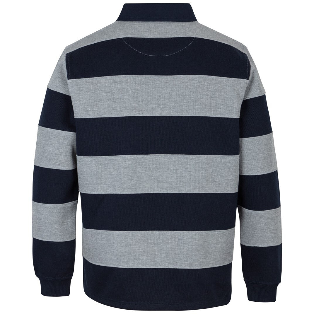 JB's Wear 3SR Striped Rugby - Back View | color:Navy/13% Marle|view:back