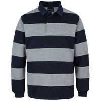JB's Wear 3SR Striped Rugby - Front View | color:Navy/13% Marle|view:front