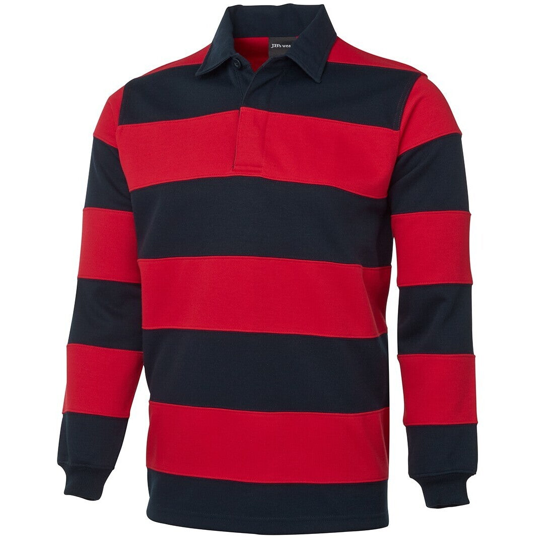 JB's Wear 3SR Striped Rugby - Side View | color:Navy/Red|view:side