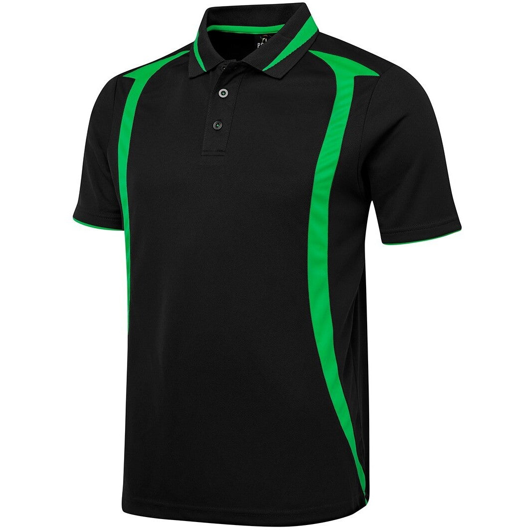 JB's Wear 7SWP Swirl Polo - Side View | color:Black/Pea Green|view:side