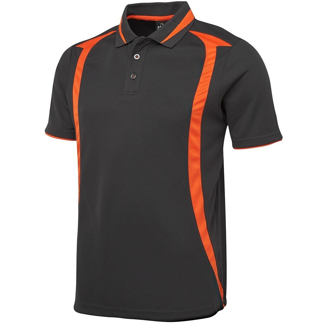 JB's Wear 7SWP Swirl Polo - Side View | color:Charcoal/Orange|view:side