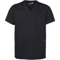 JB's Wear 4SRT Unisex Scrubs Top - Front View | color:Black|view:front