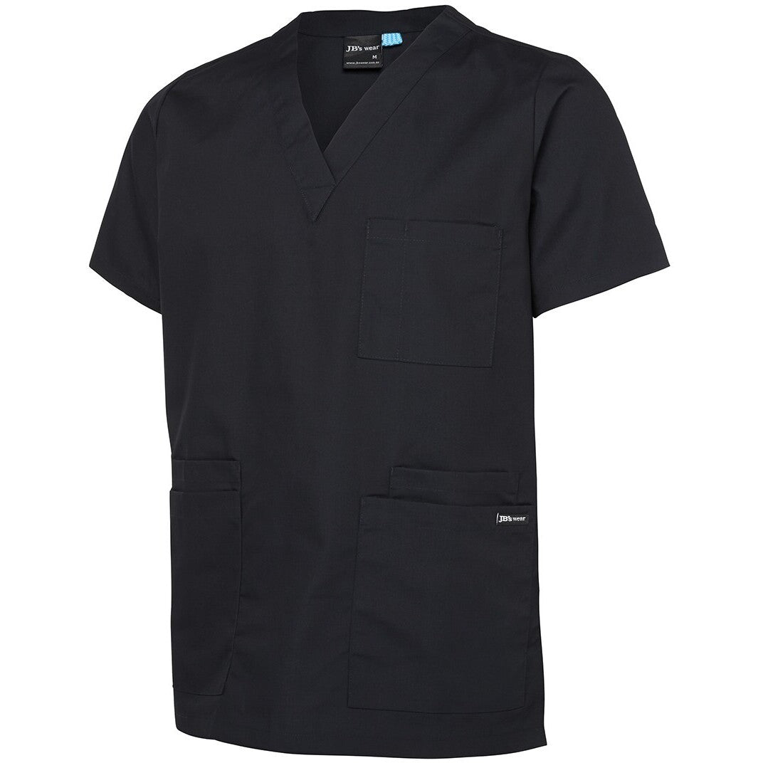 JB's Wear 4SRT Unisex Scrubs Top - Side View | color:Black|view:side