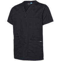 JB's Wear 4SRT Unisex Scrubs Top - Side View | color:Black|view:side