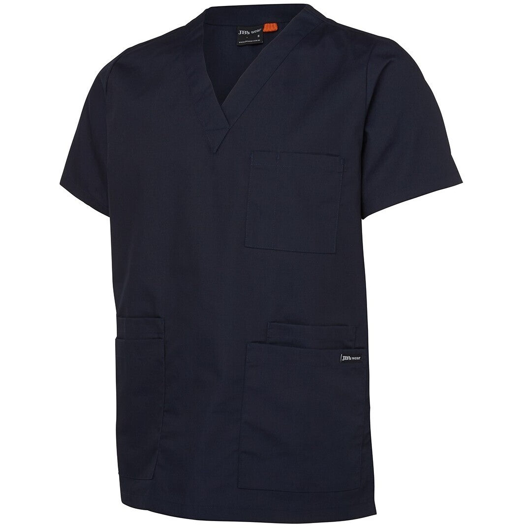 JB's Wear 4SRT Unisex Scrubs Top - Side View | color:Navy|view:side