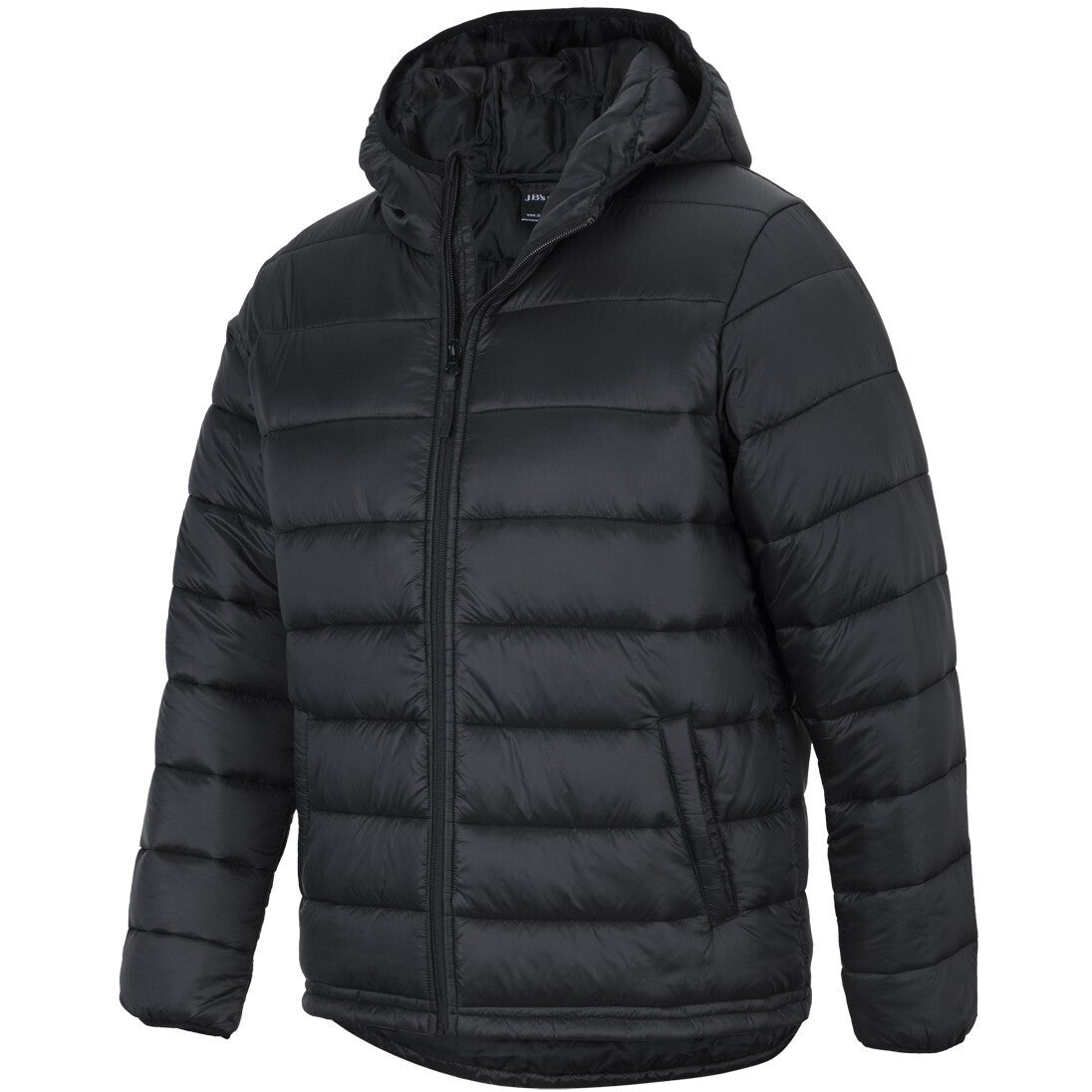 JB's Wear 3AHU Urban Hooded Puffer Jacket - Side View | color:Black|view:side