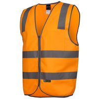 JB's Wear 6DVSV Vic Rail (D+N) Zip Safety Vest - Side View | color:Orange|view:side