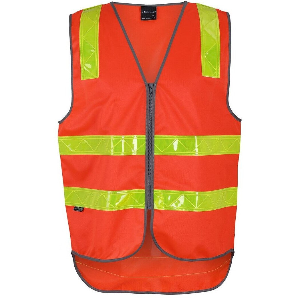 JB's Wear 6DVRV Vic Road (D+N) Zip Safety Vest - Front View | color:Orange|view:front